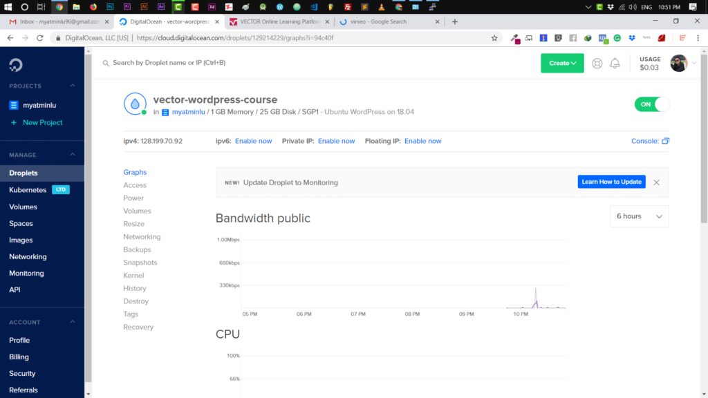 WordPress ကို Digital Ocean တွင် Install နှင့် Setup လုပ်ခြင်း