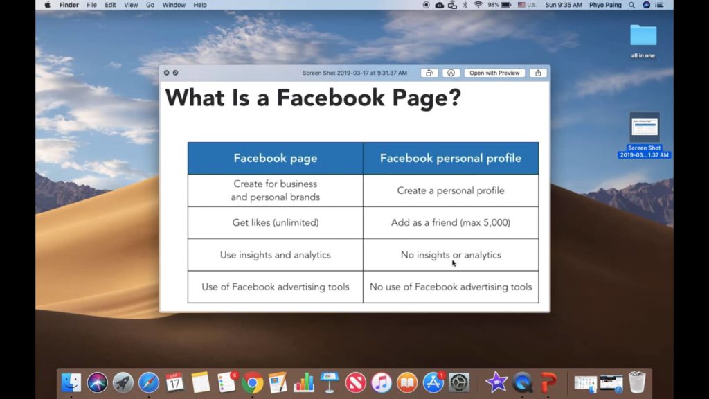 7. Facebook profile Vs Business Page