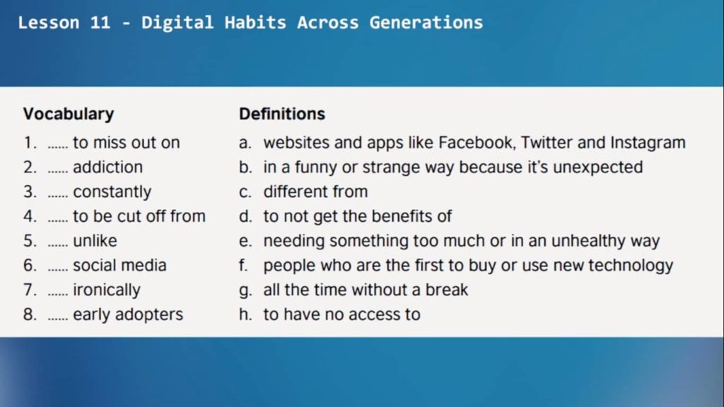Lesson 34 - Digital habits across generations